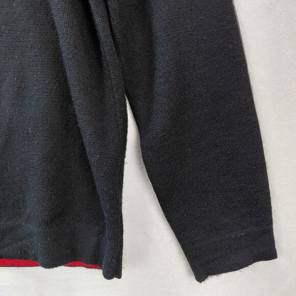 Eddie Bauer Sport Sweater Men Large Tall Black 1/4 Zip Merino Wool Nordic Ski - Picture 3 of 10